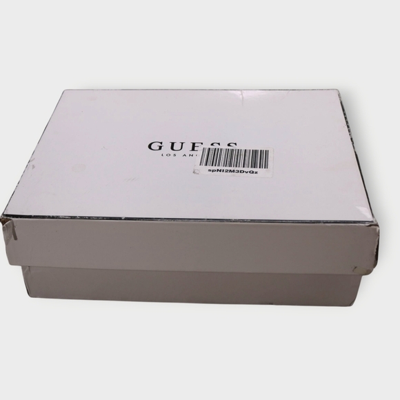 NWT Wedge Sparkle Metallic Cross Strap Sandals Summer Heels Wedges By Guess - Picture 9 of 11